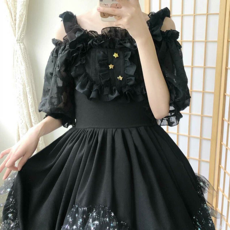 Japoński uroczy biały anioł Jsk bajkowa sukienka Lolita Vintage Kawaii dla dziewcząt gotycka koronkowa suknia ślubna Cosplay sukienki księżniczki