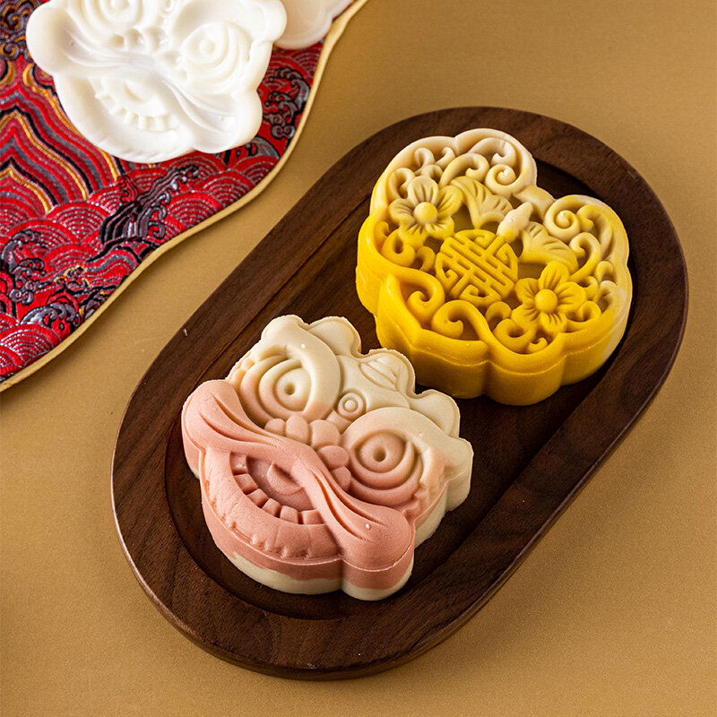 Molde de pastel de Luna 3D, estilo de marea nacional, patrones de León, moldes comal para tortillas, prensa de galletas, molde para fondant de medio otoño