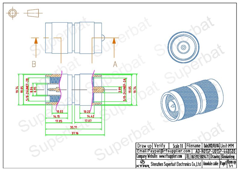Superbat-N Plug para UHF macho reto RF conector coaxial, N-UHF adaptador, 5pcs