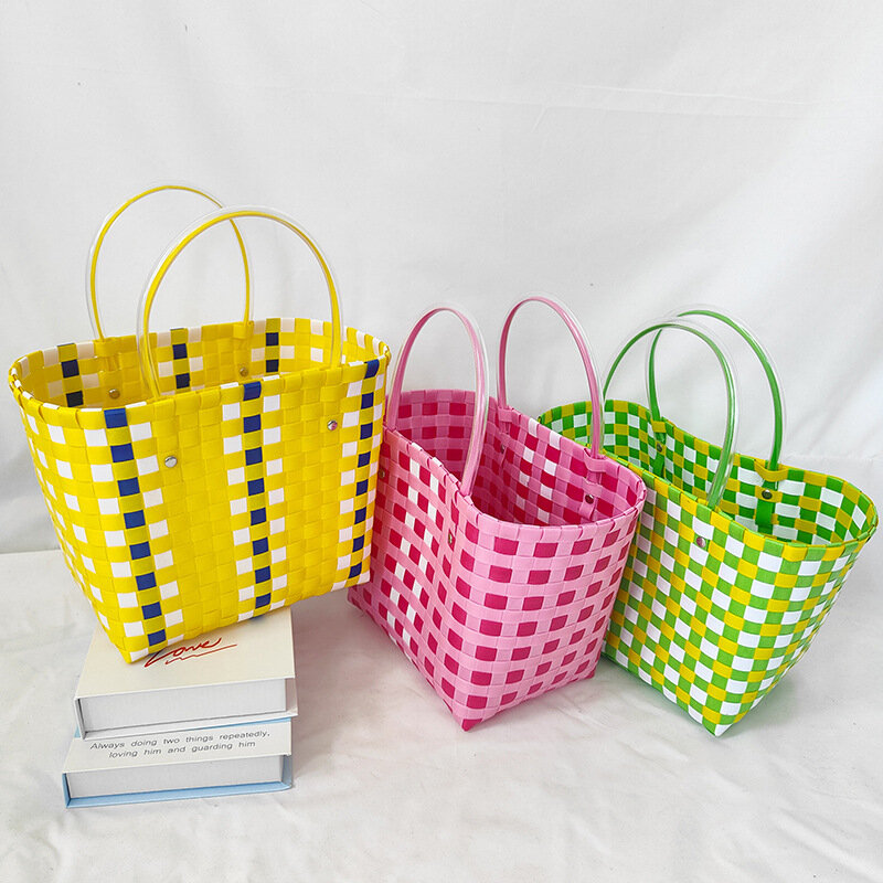 Woven Bag Storage Basket Large Capacity Baby Mom Handbag Beach Hand Gift Handmade Holiday Knitted Basket Vegetable Basket