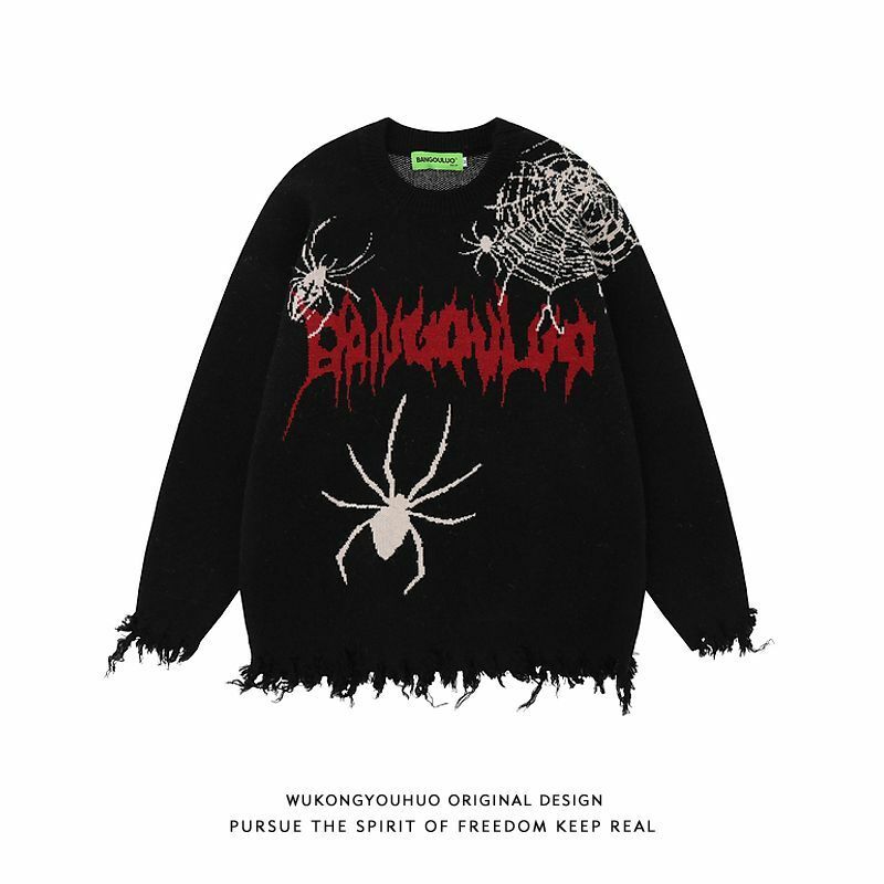 American Hip-hop Spider Graffiti Autumn Winter New Sweaters For Men Women Ins Tide Brand Loose Couple Casual Joker Pullovers
