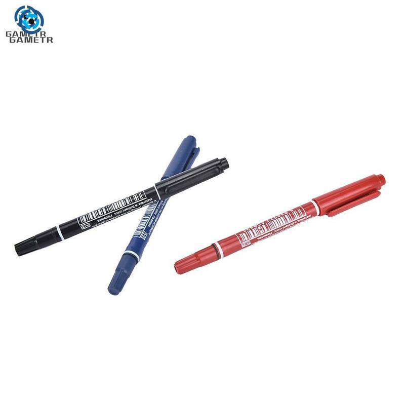 1 buah ujung ganda 0.5/1.0mm spidol Nib tahan air hitam biru merah spidol seni Manga berminyak pena alat tulis kantor sekolah siswa