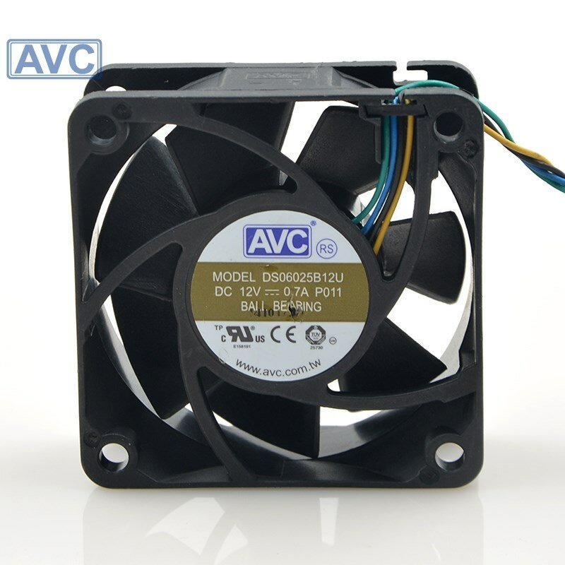 Ventilador de refrigeración de CPU para AVC, control de temperatura, 4 cables, 12V, 0,7a, 6cm, 60mm, DS06025B12U, 6025