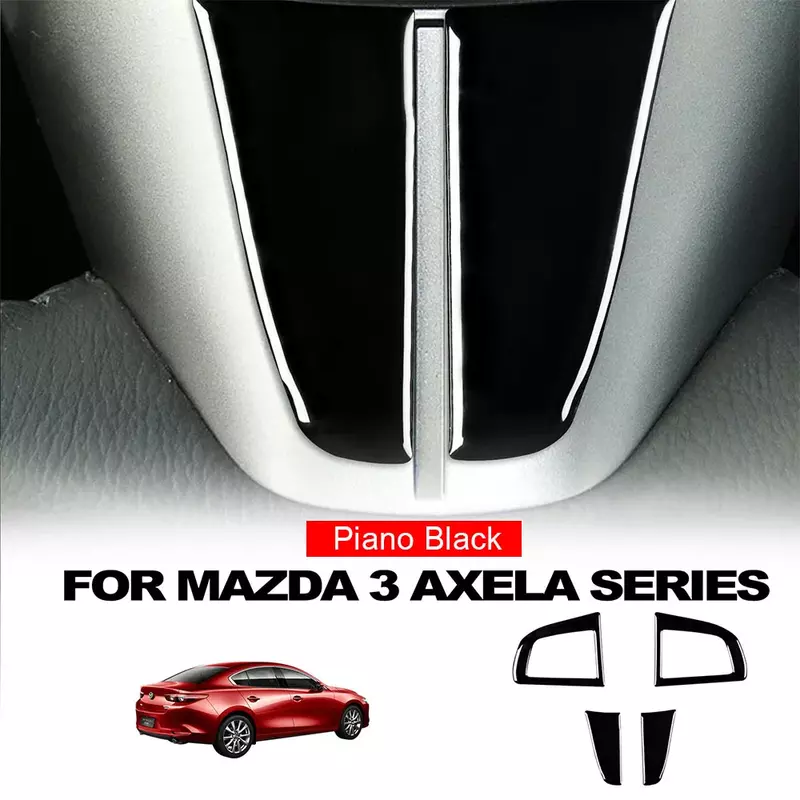 Marco de botón de barbilla para volante de coche, pegatina negra de Piano para Mazda 3 Axela 2010-2013 Mazdaspeed 3 Mazda3, accesorios interiores
