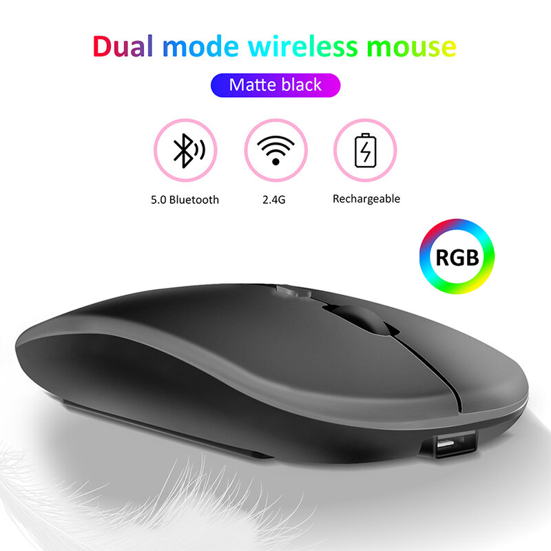 RYRA Mouse Nirkabel USB 2.4G Baru 1600DPI Mouse Gaming Isi Ulang Mouse Diam Optik 400MAh Adaptor Komputer Peralatan Kantor