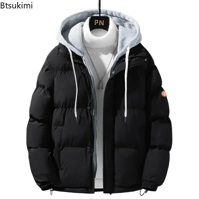 New 2024 Men's Casual Thick Fleece Warm Hooded Parkas Jacket Coat Autumn Winter Men's Outwear Waterproof Pockets Parka Jackets