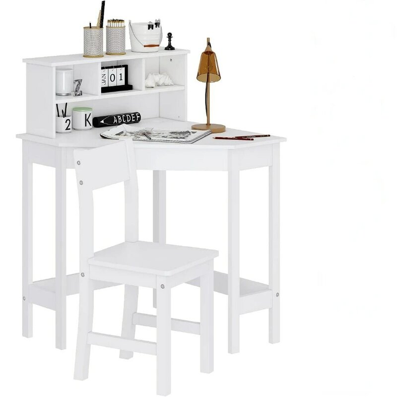 Hölzerner Schreibtisch mit Stuhl für Kinder Kinder tisch Schreibtisch mit Stauraum und Stall für die Heims chule weiß