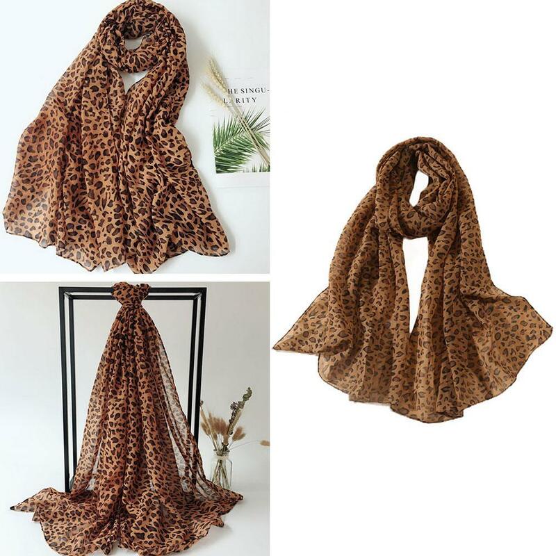Женский леопардовый Регулируемый шарф, модный мягкий женский длинный тонкий шарф с мусульманским принтом, зимние шарфы St H8L8