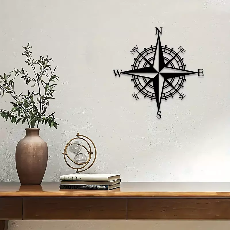 metal iron Metal Nautical Compass Wall Hanging Art Decoration Pirate's Wall Home Decor&Gifts for Bedroom Living Room Garden Farm