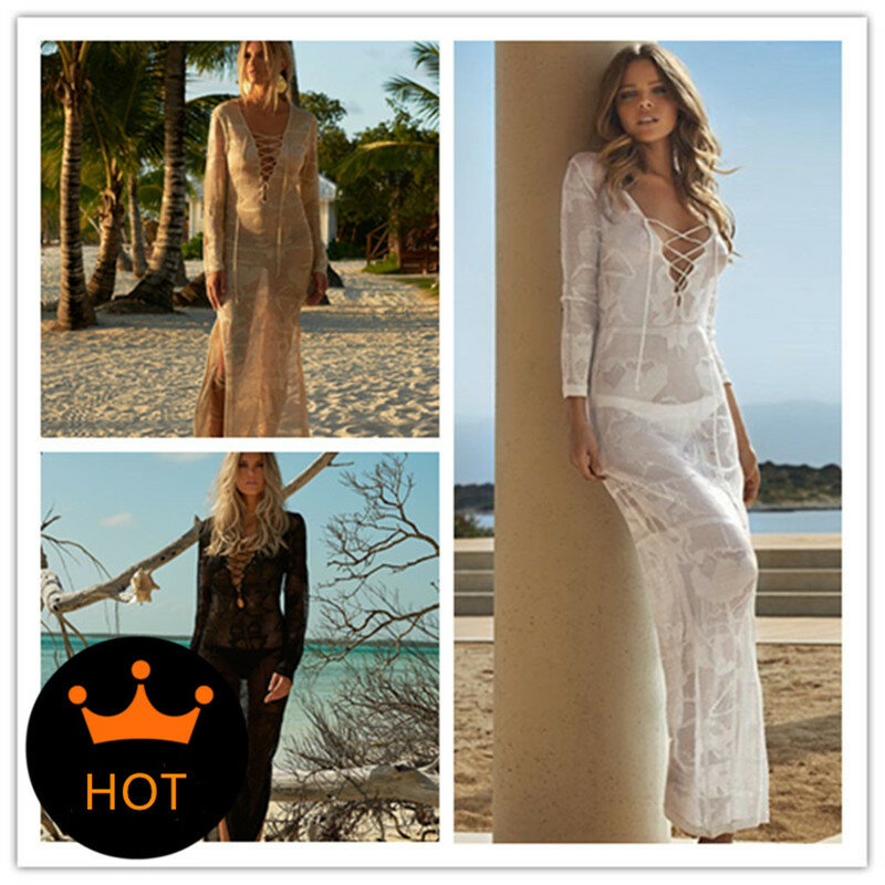 Summer Women's New Long Knitted Beach Dress Casual Vacation Beach Cover Up Skirt Cover up