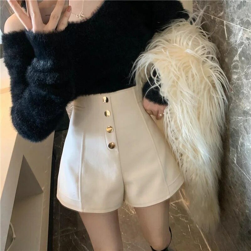 Short Large Noir et Blanc Taille Haute en Nylon XL pour Femme, Streetwear Esthétique, Bon Marché, Été