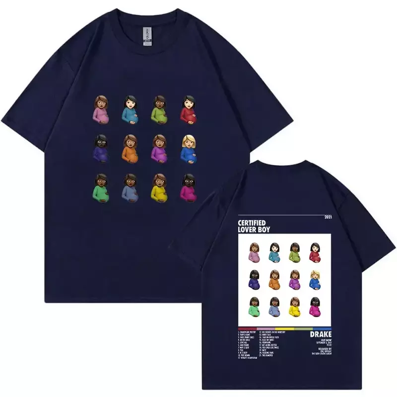 Rapper Drake zertifizierte Liebhaber Junge Album drucken Grafik T-Shirt Unisex Hip Hop Mode T-Shirt Herren 100% Baumwolle übergroße T-Shirts
