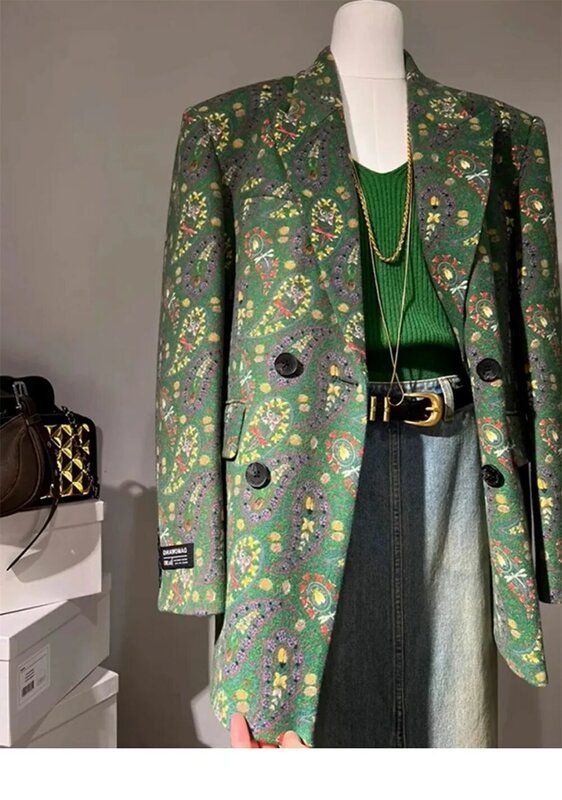 Temperamento all'inizio della primavera nuovo stile francese vintage Hepburn vento giacca floreale piccola moda vestito camicetta donna