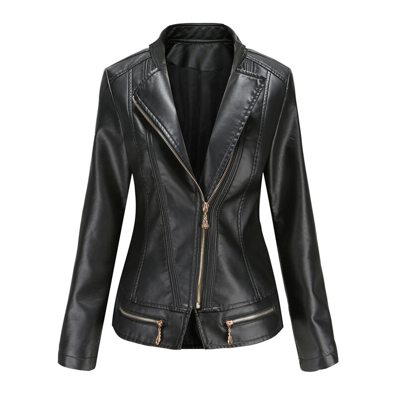 Moda donna Streetwear primavera autunno giacca in pelle PU giacche da moto sottili da donna cappotti in pelle S-4XL di grandi dimensioni femminili