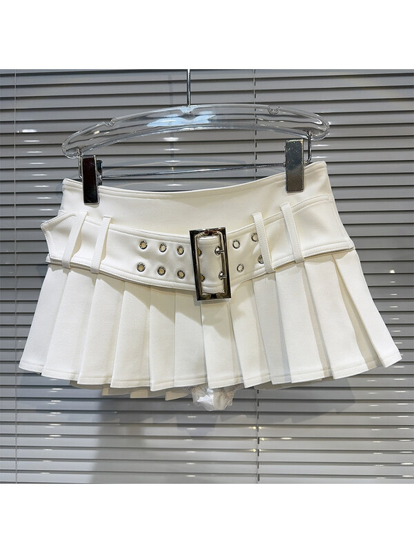 Minifalda plisada con cinturón para mujer, ropa de calle Y2k, Harajuku, moda japonesa, 2000