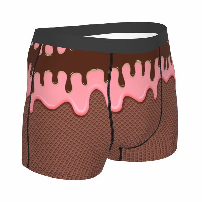 Nutty Chocolate Ice Cream Waffle Men's Boxer Briefs, Highly Breathable Underpants,Top Quality 3D Print Shorts Gift Idea