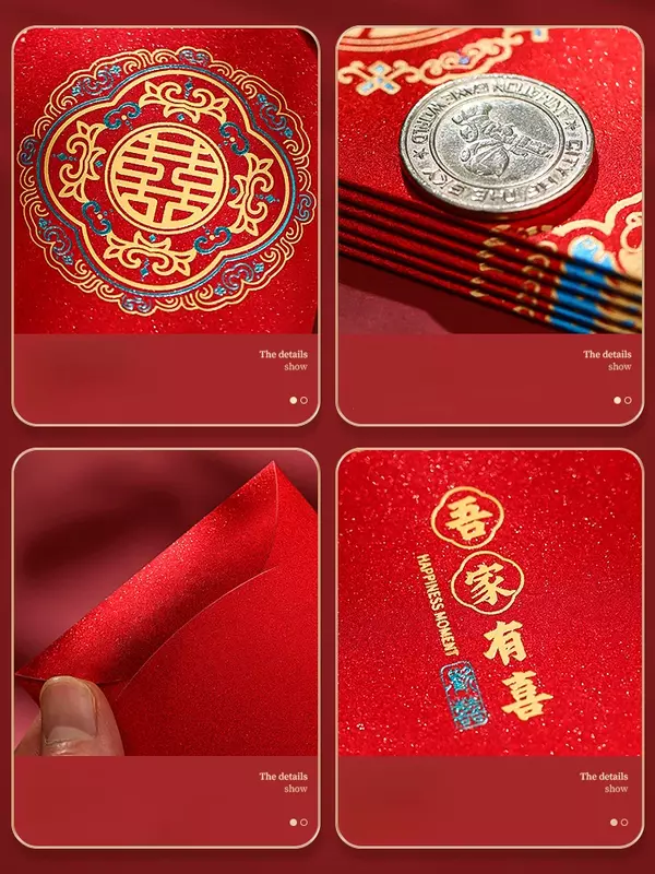 Czerwona koperta ślubna osobowość twórcza drzwi specjalna weselna jest zapieczętowana prezentem czerwona koperta torebka kopertówka