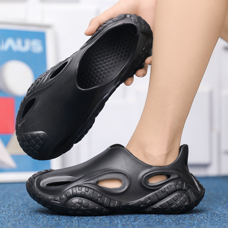 รองเท้าแตะผู้ชายแบบหนากันน้ำได้, รองเท้าใส่ในบ้านในร่มรองเท้ากีฬาแบบสลิปออนรองเท้า gratis ongkir ลำลองสำหรับผู้ชาย