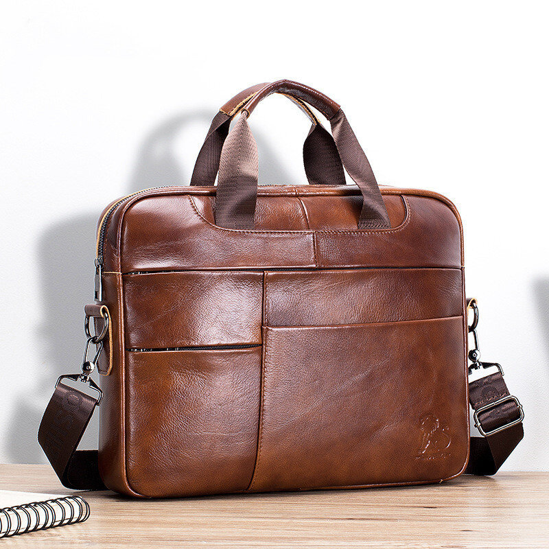 Valigetta da uomo Vintage in vera pelle nuova borsa da lavoro borsa per Laptop multifunzione borsa a tracolla da uomo di grande capacità