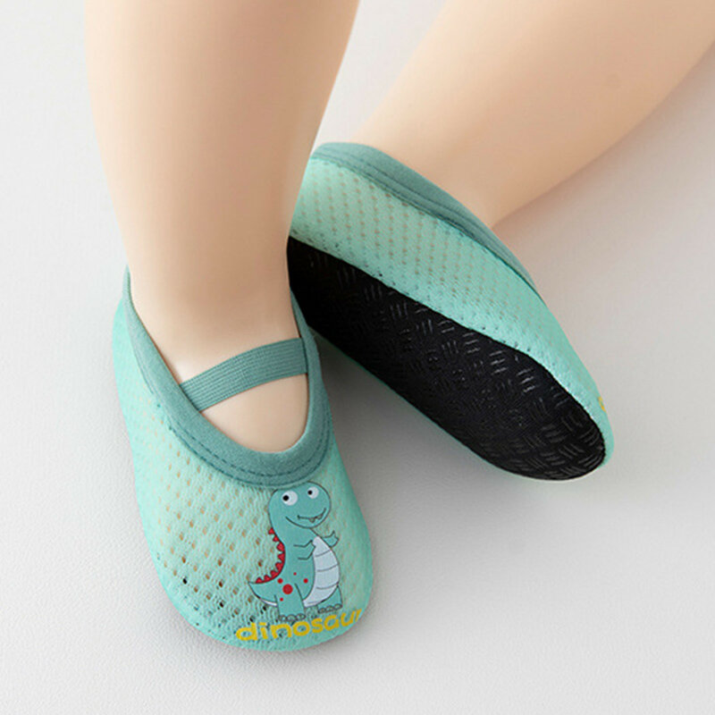 Zapatos de calcetín de Interior para niños y niñas, calcetines de dibujos animados con estampados de animales, transpirables, antideslizantes, suaves