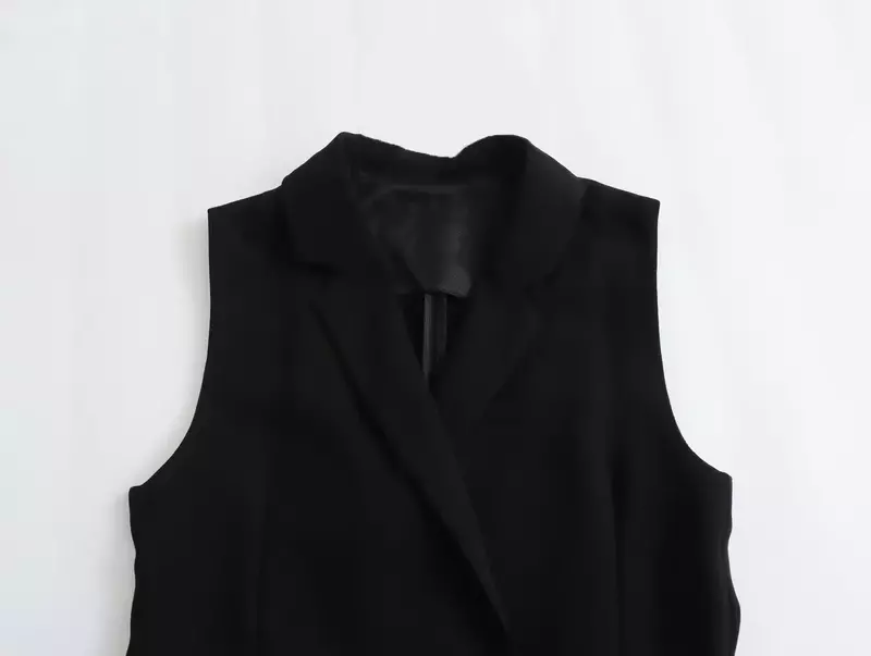 Women New Fashion Flip pocket decoration Long style Slim Vest Vintage Sleeveless Button-up Female Waistcoat Chic Tops