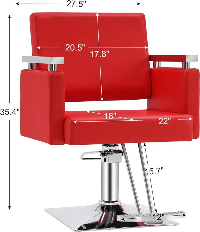 BarberPub Classic Hydraulic Barber Chair Styling Salon Chair for Hair Stylist Beauty Spa Equipment 8808 (Red)