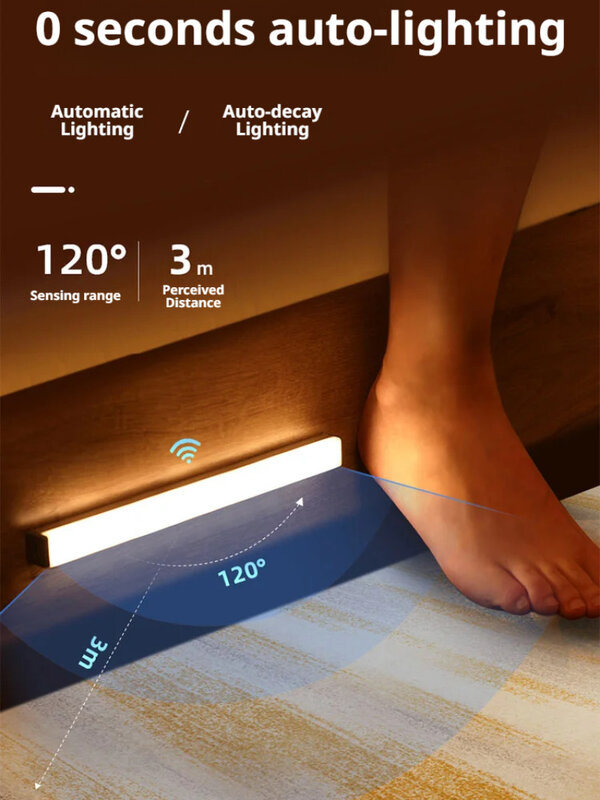 Luz de noche LED inteligente multifuncional para armario, mesita de noche