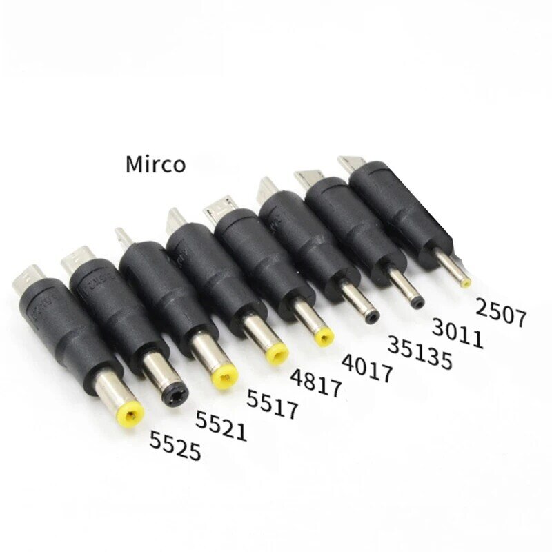 A0KB convertidor de enchufe macho Micro USB a 5,5x2,5 5,5x2,1 5,5x1,7 4,8x1,7 4,0 1,7x2,5x0,7x3,5x1,5mm adaptador Micro USB