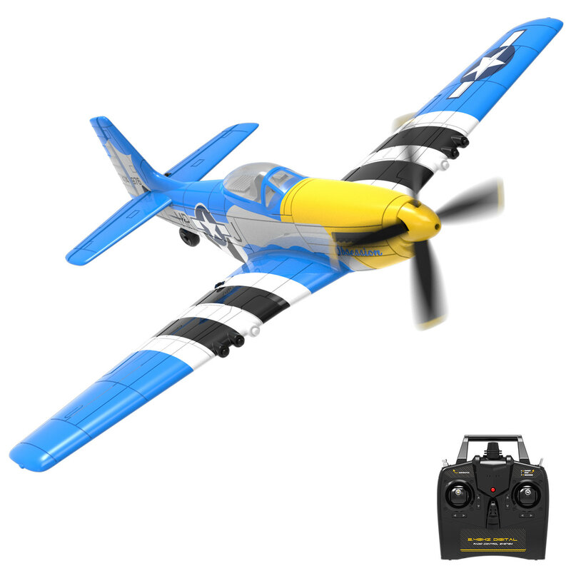 VOLANTEXRC P51D Mustang 4Ch Beginner RC Airplanes with Xpilot Stabilizer One-key Aerobatic (761-5) RTF