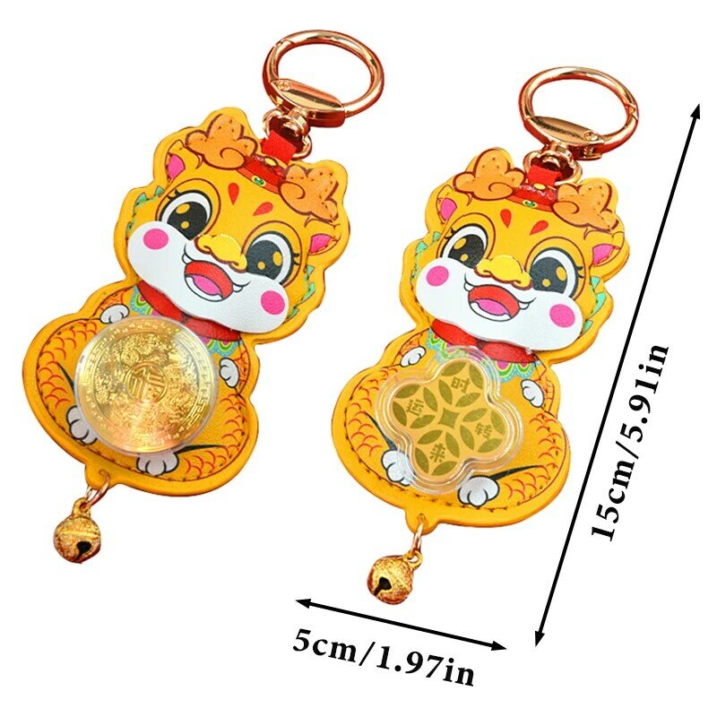 2024 Rotate Dragon Year Keychain Cute Cartoon Lucky Dragon Keyring Creative Bag Pendant Chinese New Year Gifts Traditional Decor