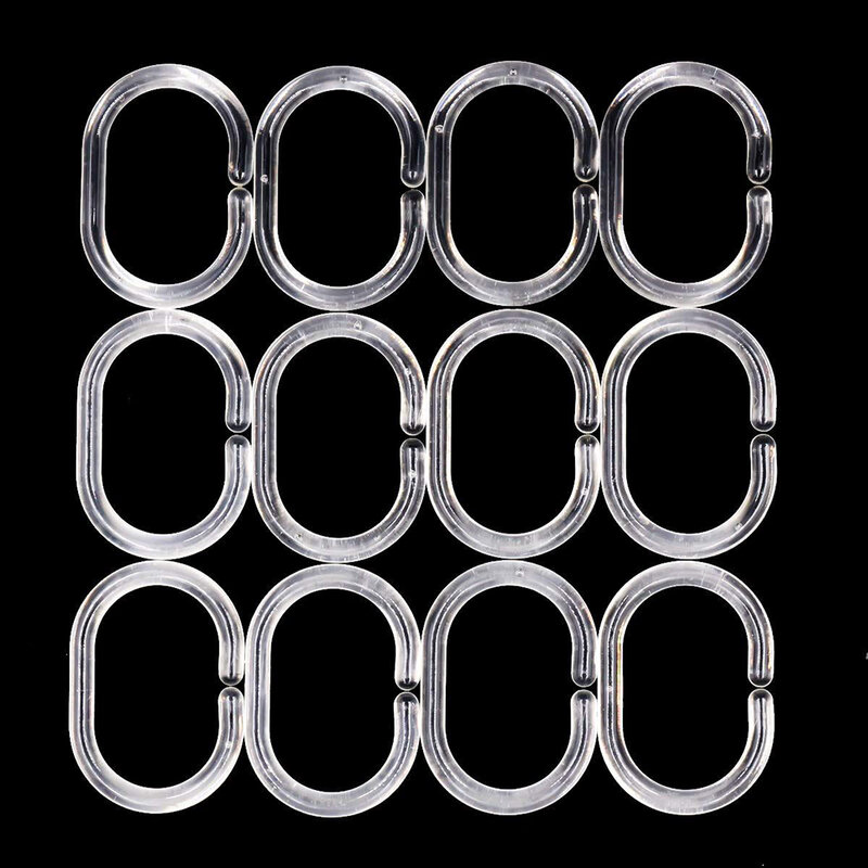 Accessori anelli per tende da doccia guida per binario gancio singolo universale 24 pezzi 6X4cm palo ovale in plastica a forma di C per bagno