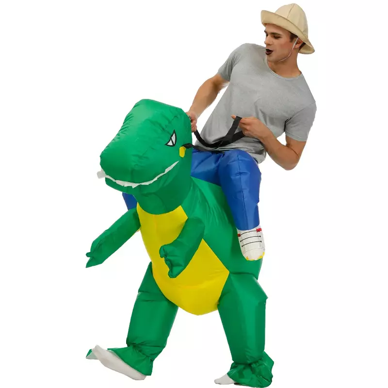 Disfraz de dinosaurio inflable verde para adultos, disfraz de dinosaurio rojo para Halloween para hombre y mujer, vestido de fiesta de lujo para caminar, Cosplay de dinosaurio