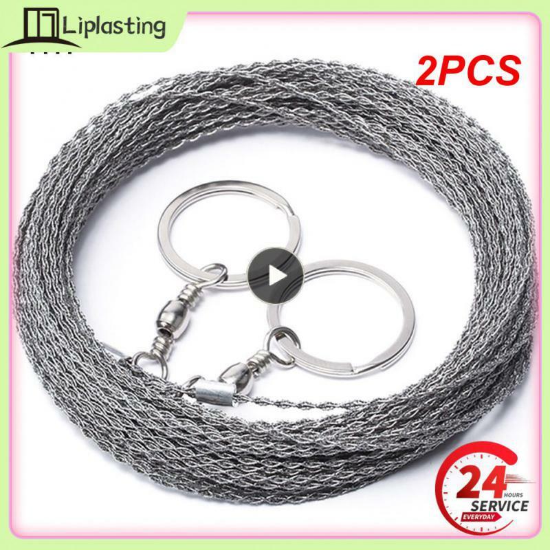 2PCS Best Outdoor Hand-Drawn Rope Saw 304 Stainless Steel Wire Saw Camping Life-Saving Woodworking Super Fine Hand Saw Wire 5M