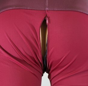 Pantaloncini da allenamento aperti da donna a vita alta pantaloni da Yoga elasticizzati addominali con apertura sul cavallo pantaloni da donna con cerniera all'aperto