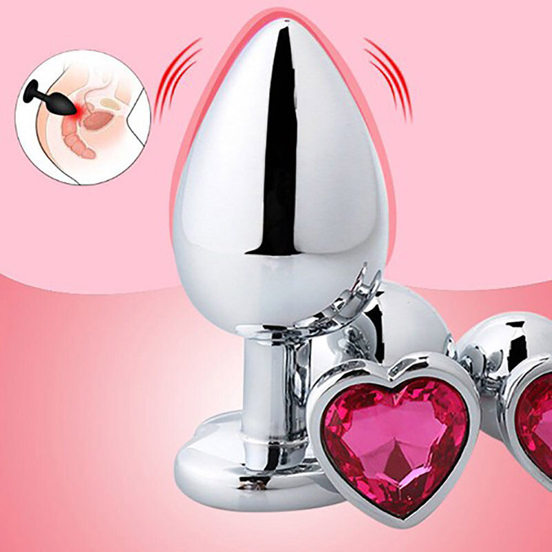 Anal Plug Heart 3 Sizes Stainless Steel Crystal Anal Plug Removable Butt Plug Stimulator Anal Sex Toys Prostate Massager Dildo