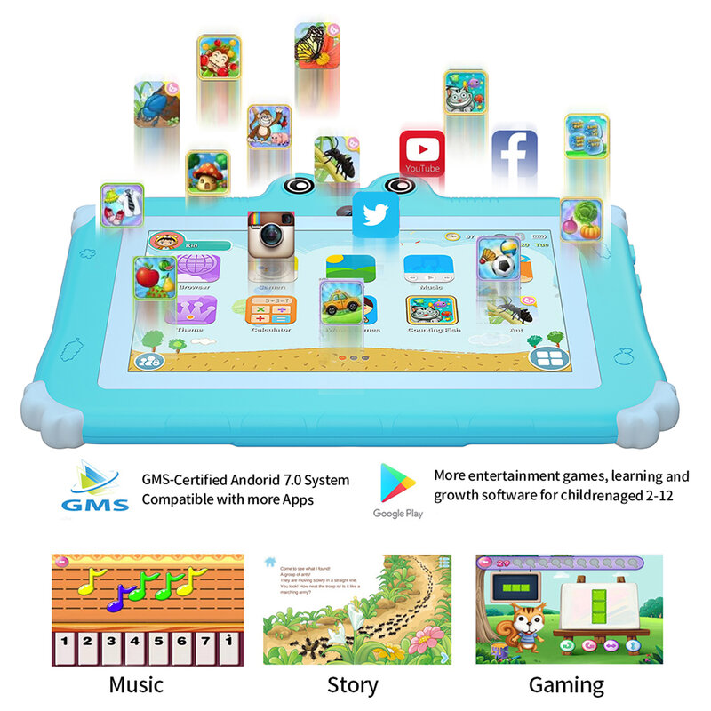 Mini tableta Global de 2024 pulgadas para niños, Android 12, 4GB de RAM, 64GB de ROM, regalo para niños y asequible, 7,0