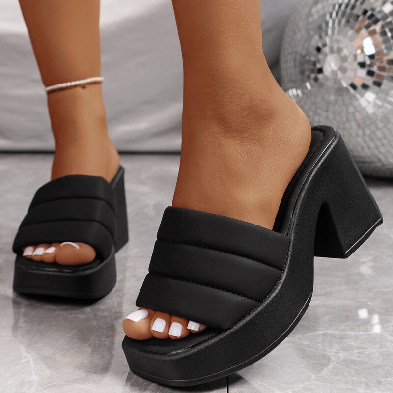 Women Summer High Heels Slippers Women Platform Shoes Slides Ladies Designer Sandals Outdoors Casual Slippers Beach Heels Sandal