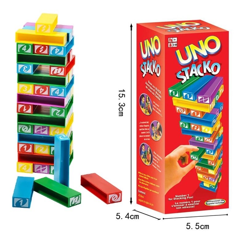 Stacko UNO 카드 보드 게임, 가족 엔터테인먼트, 포커 파티, 조기 교육 퍼즐 쌓은 장난감, 카드 놀이, 생일 선물