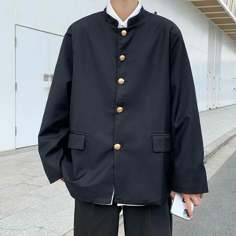 Jaqueta casual de gakuran masculina, terno pequeno, uniforme estilo japonês DK, casaco de estudante, moda juvenil, outono
