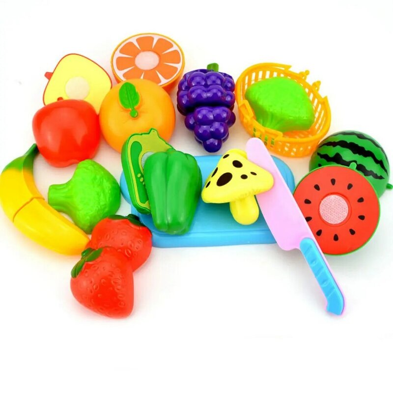 Pretend Play Plastic Food Toy Set para Crianças, DIY Cake Toy, Cortando Frutas, Alimentos Vegetais Pretend Play Brinquedos, Presentes Educativos