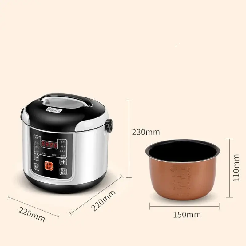 2L Mini Car Rice Cooker 12V 24V Truck Soup Porridge Cooking Machine Food Steamer Electric Heating Lunch Box Meal Heater