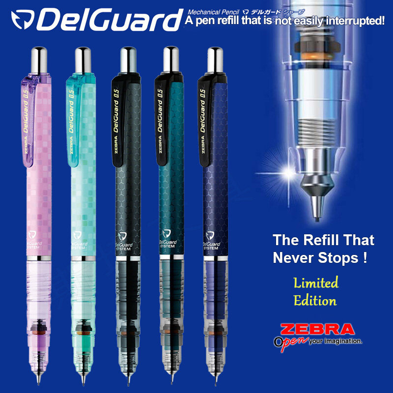 1 pz Zebra Ma85 DelGuard matita meccanica 0.5mm 0.3mm 0.7mm matite multicolori infrangibili con gomma per fornitore scolastico