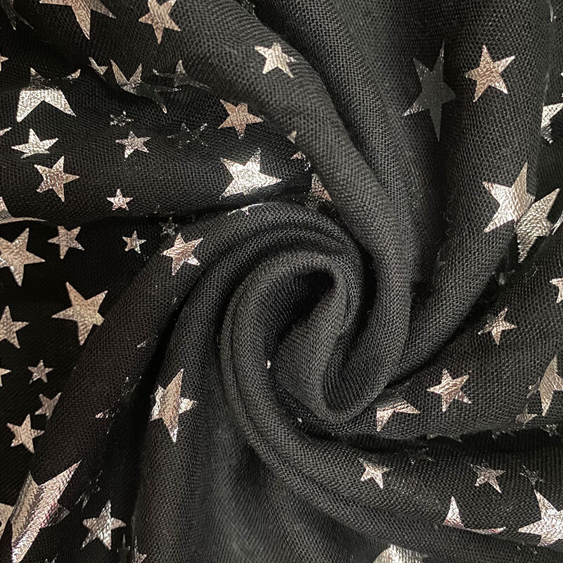 Sciarpa stampata a stella per le donne sciarpe di lusso calde invernali da sposa con scialle elegante Hijab brillante argento caldo