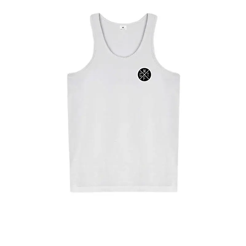 Męska koszulka na ramiączkach Top marki Fitness odzież szybkoschnąca ćwiczeń siateczkowa kamizelka z okrągłym dekoltem bez rękawów