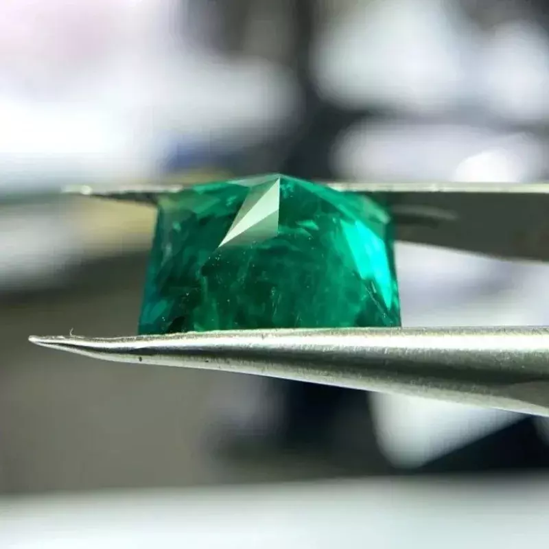 Top Lab Grown Princess Cut Colombia Emerald Hydrothermal Gemstone for Diy Charms Jewelry Making Selectable AGL Certificate