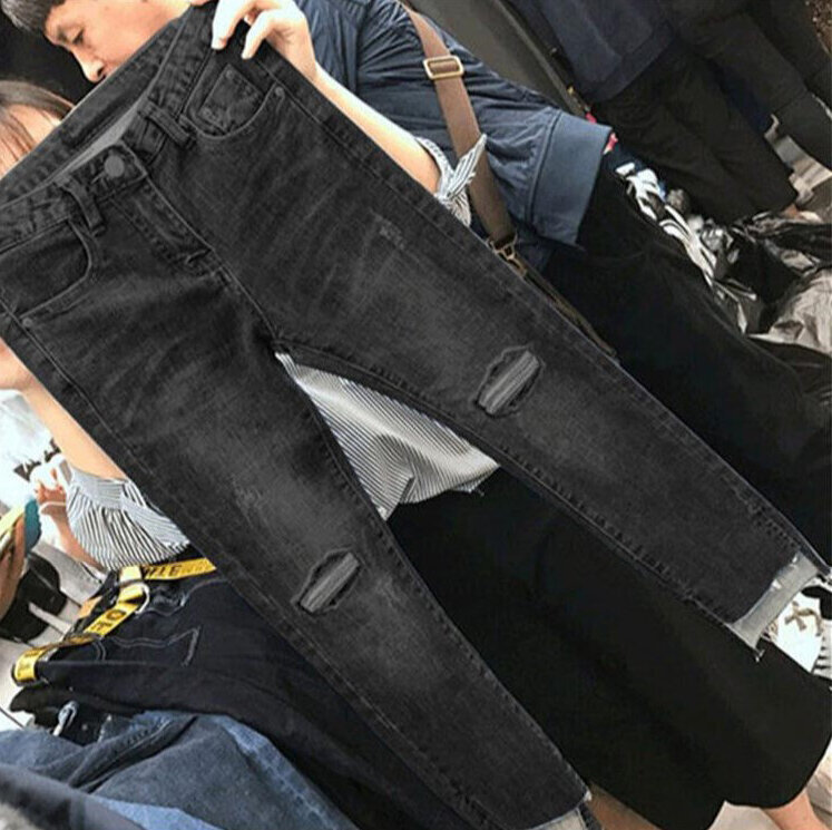 Jeans Sobek Ketat Wanita Musim Semi Musim Panas Musim Gugur Penjualan Laris Celana Denim Lucu Anak Perempuan Kasual Fashion Wanita Grosir Murah