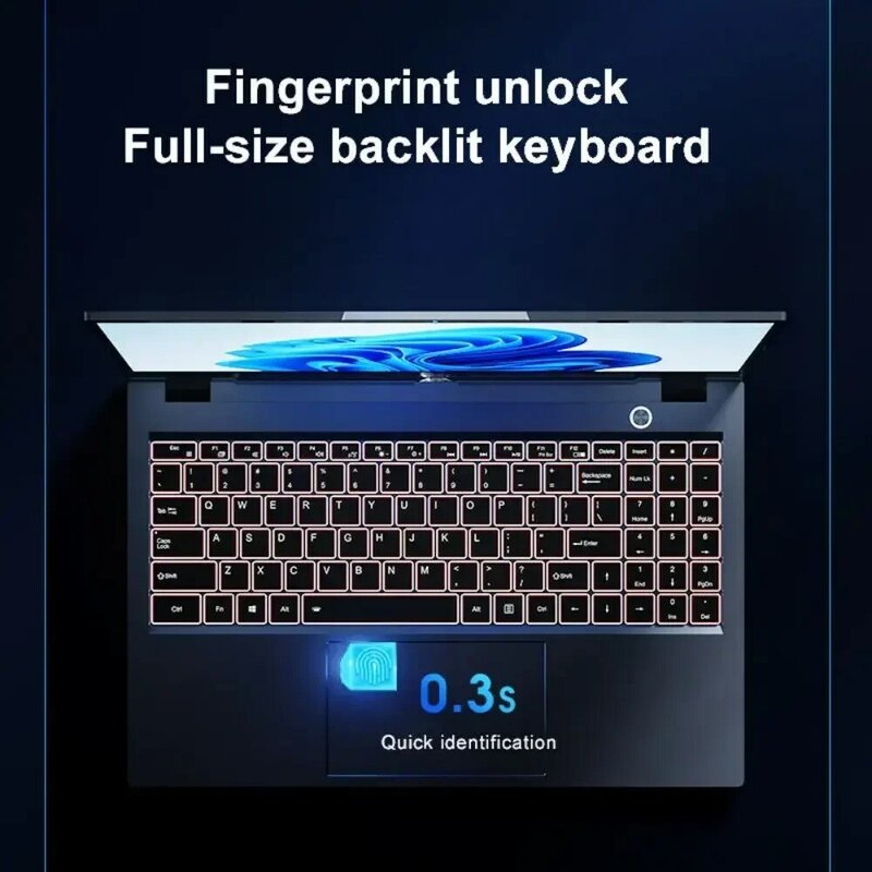 Laptop 15.6 inci Intel I7-1355U NVIDIA MX450 Keyboard Backlit 36GB DDR4 2TB SSD 10 Cores 12 ulir komputer Buka kunci sidik jari