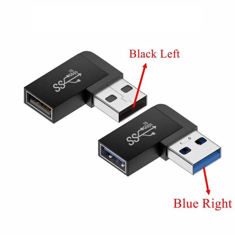 Adaptador USB 3,0 en ángulo hacia arriba y hacia abajo, extensión macho A hembra, convertidor en forma de U de 10Gbps, Conector de enchufe tipo L