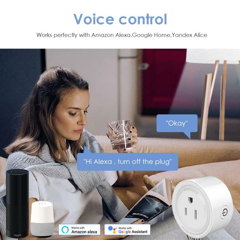 20A US Standard WiFi Smart Home Plug Outlet Tuya Alat Rumah Remote Control Bekerja dengan Alexa Google Home Tidak Memerlukan Hub