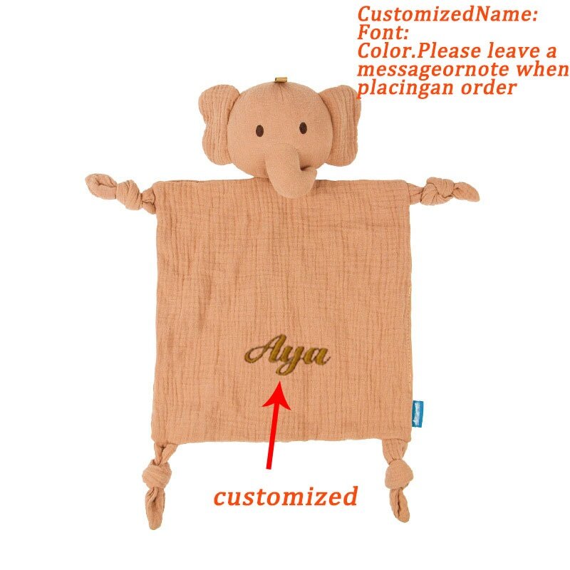 Mousseline Baby Comfort Handdoek Geborduurd Logo Katoenen Dekbed Deken Slaap Speelgoed Kalmeren Handdoek Slabbetjes